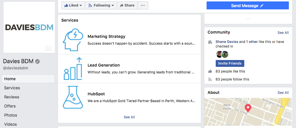 Icons For Service Tab, Setup Facebook Business Page